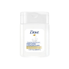 Dove mini 1oz hydrating lotion bottle for hotel amenities and guest use.