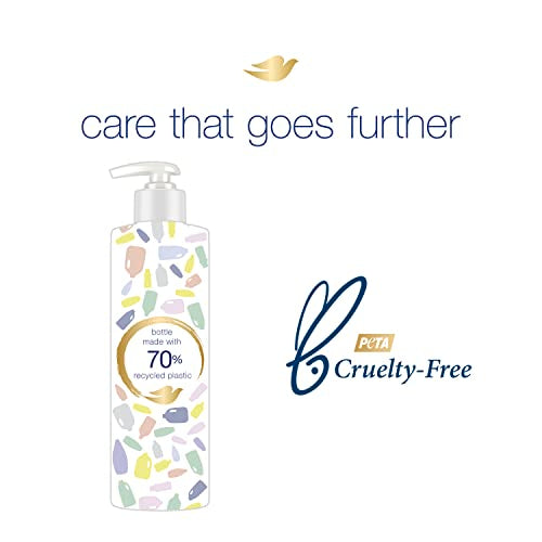 Moisturizing ingredients in Dove conditioner shown on hair strands.