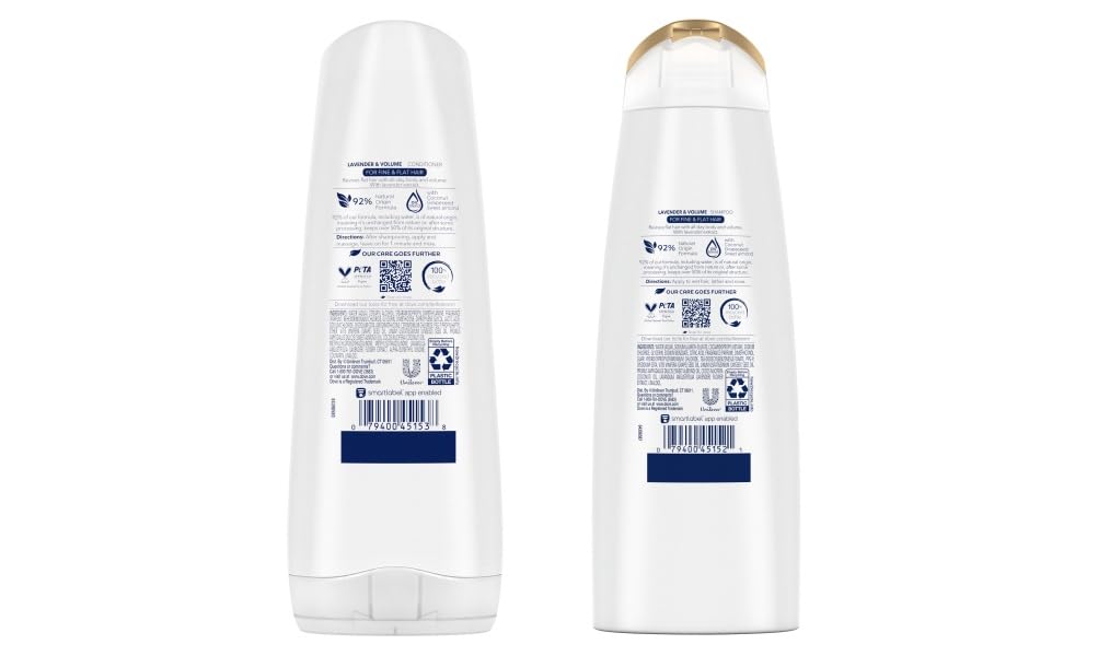 Dove Nourishing Rituals Thickening Conditioner bottle adds volume and bounce.