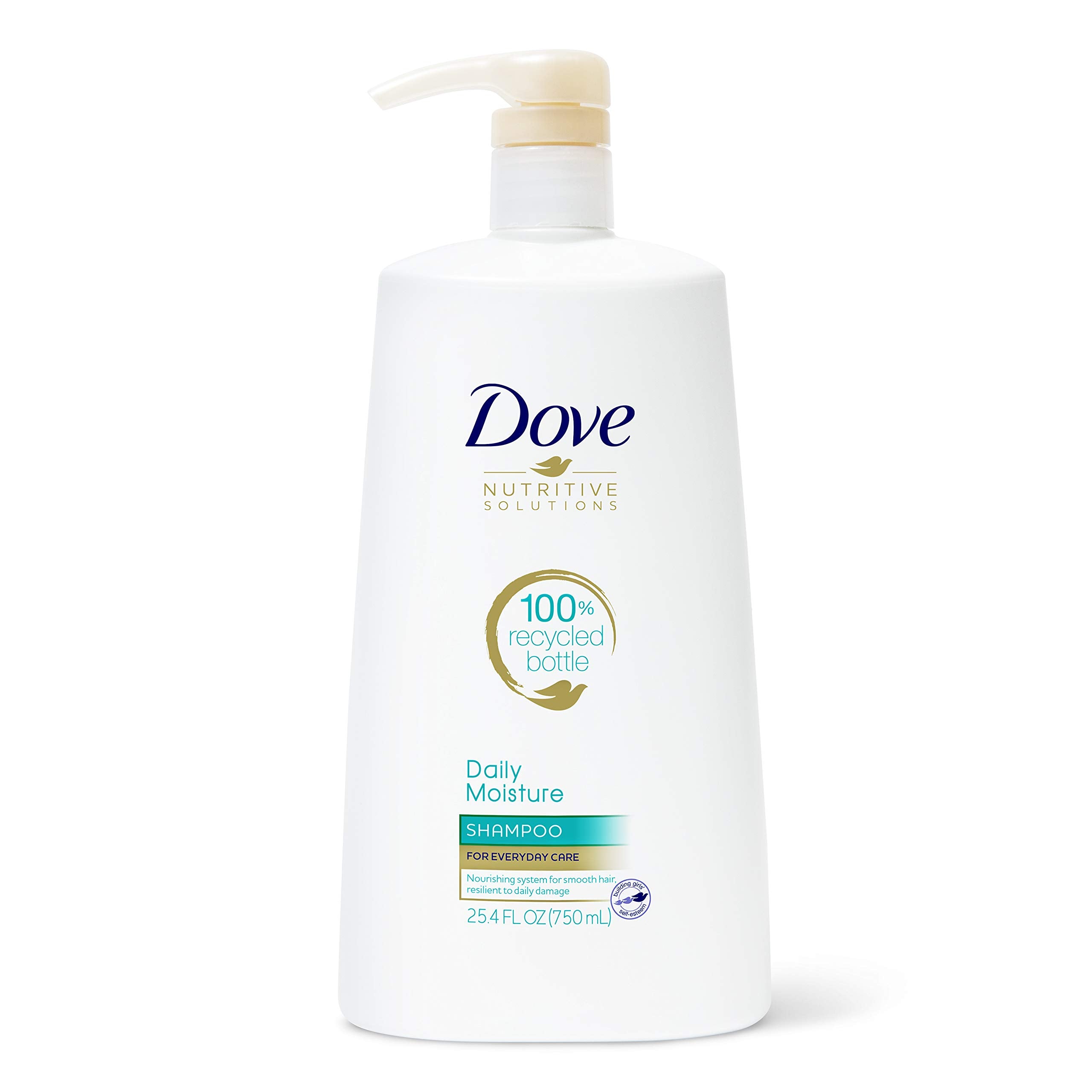 Dove Nutritive Solutions Daily Moisture Shampoo pump bottle for easy daily use.