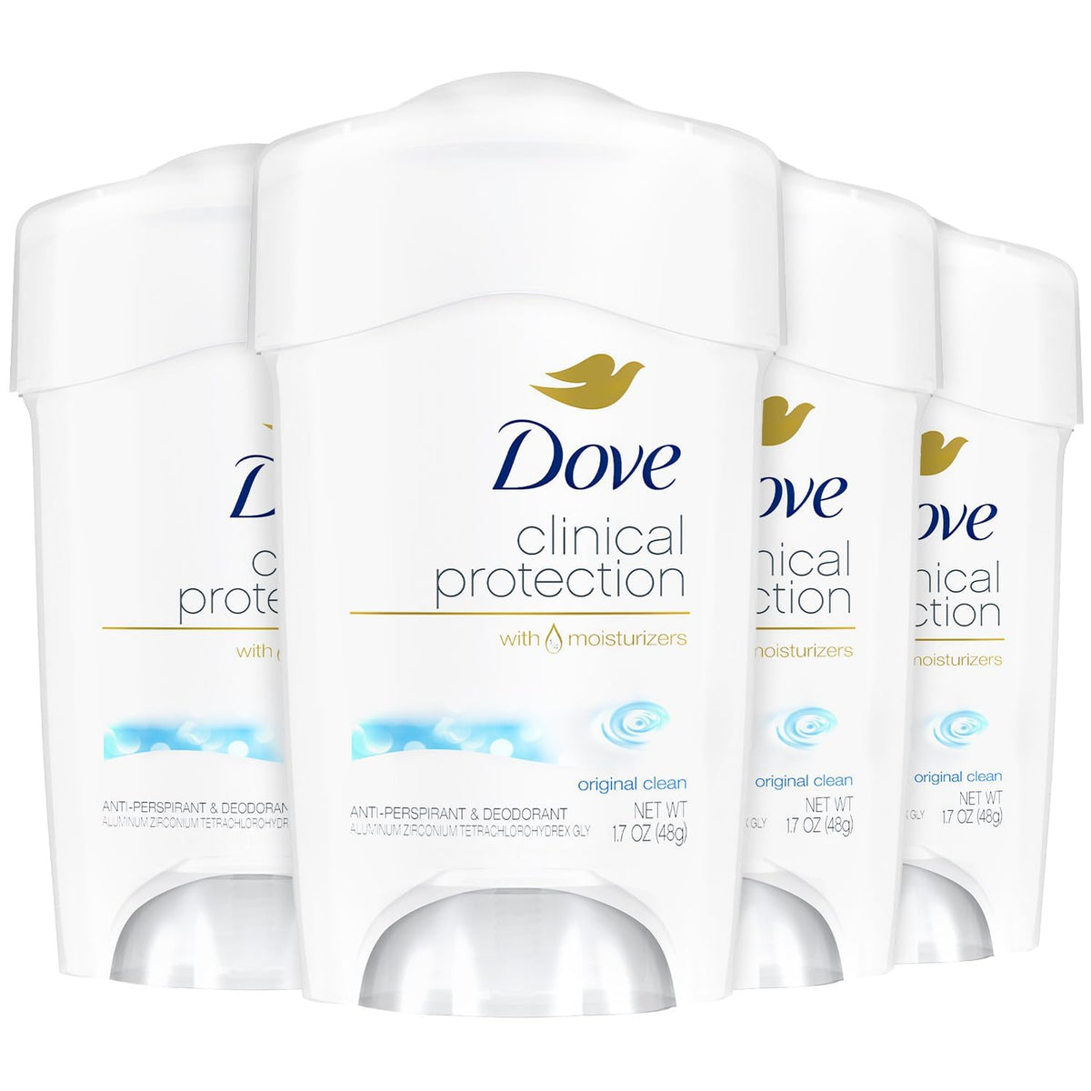 Dove Original Clean 4-pack box showing value and packaging for everyday protection.