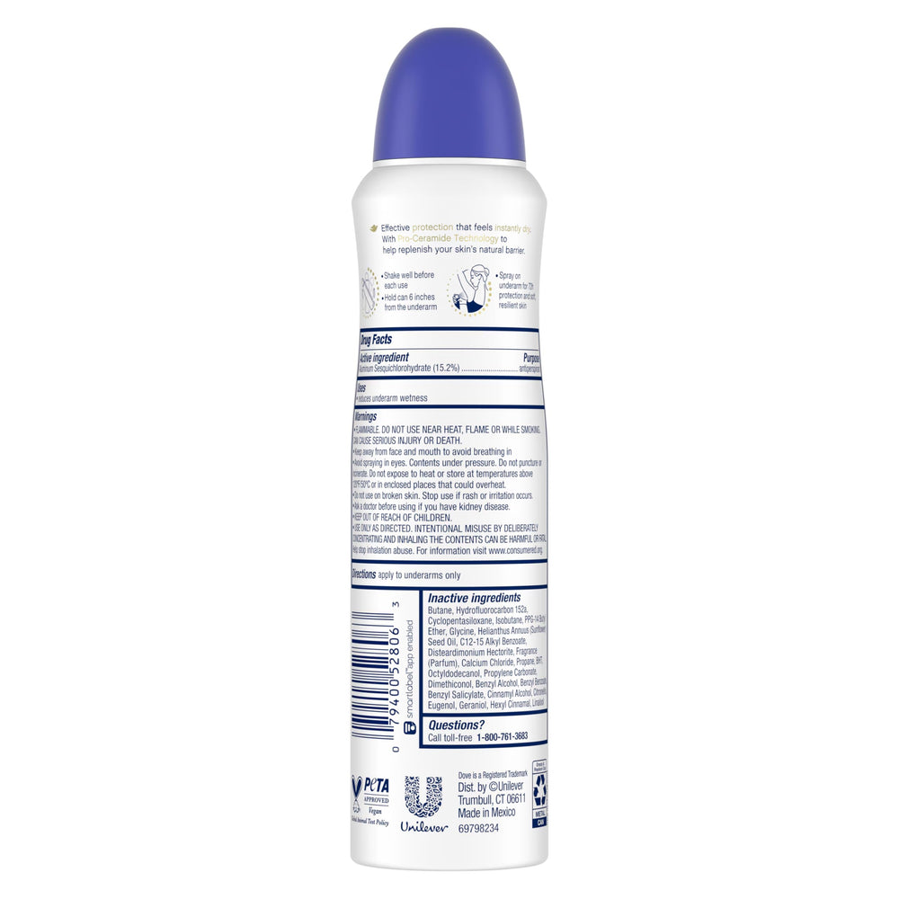 Dove Original Clean Dry Spray application scene showing underarm freshness and comfort