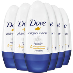 Dove Original Clean roll-on bottle front with 6-pack showing 24H odor protection
