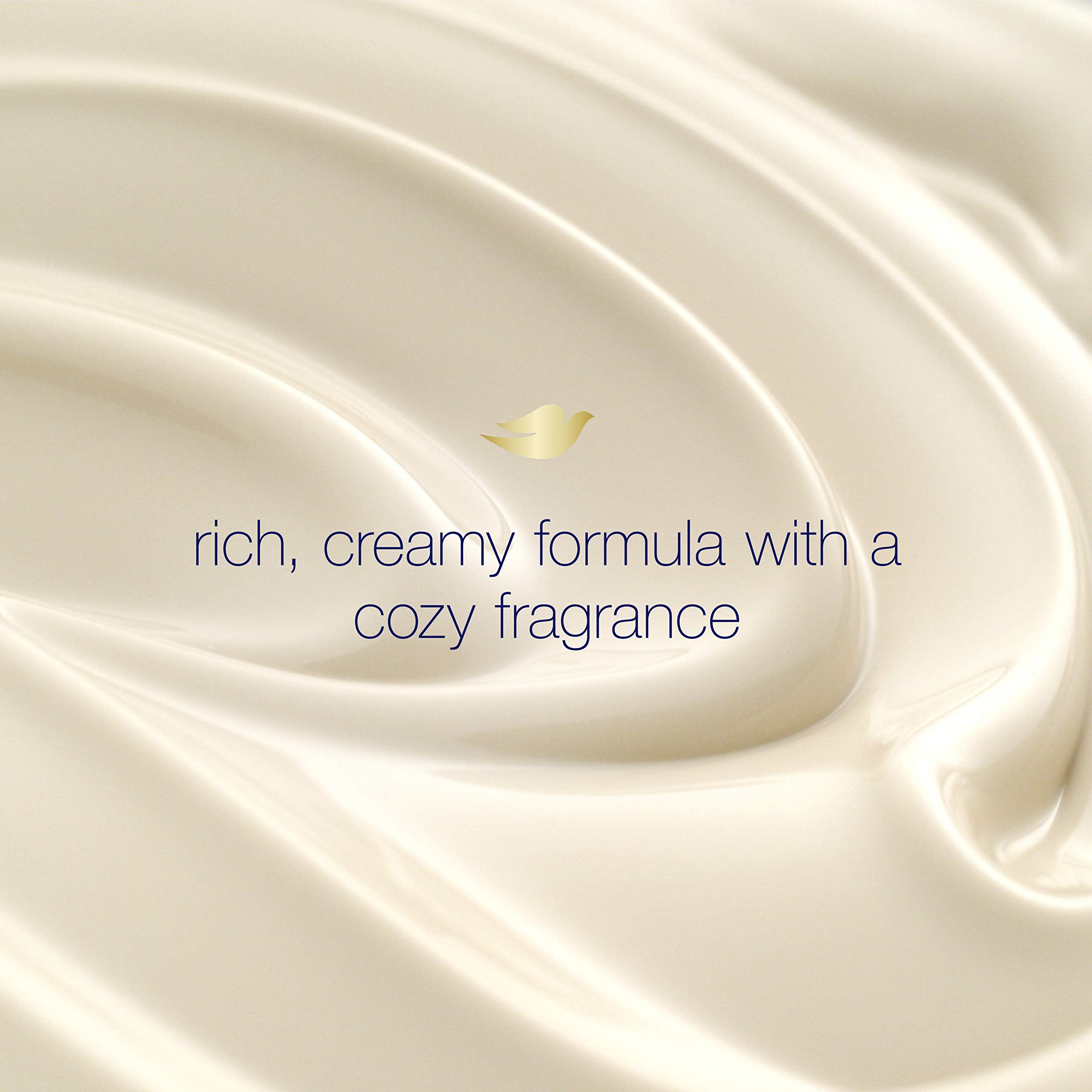 Dove Purely Pampering bottle label close-up showing sulfate-free, skin-friendly formula