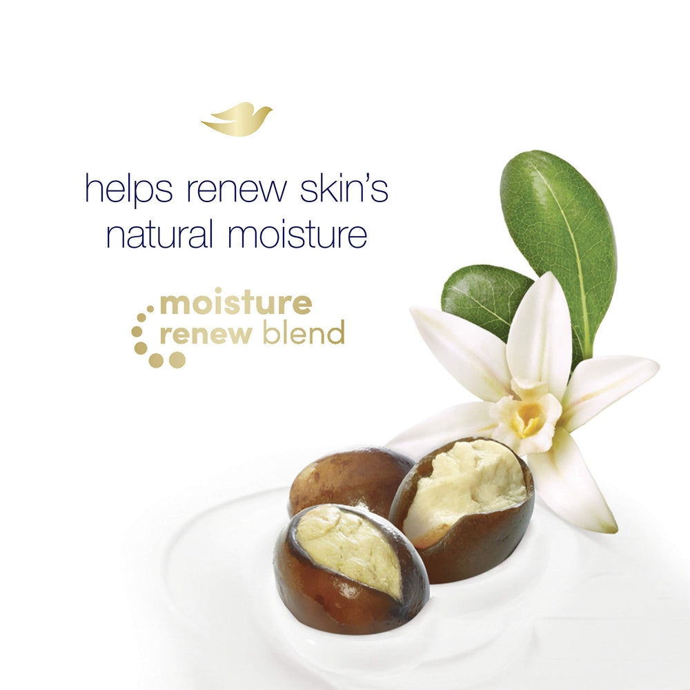 Dove Shea Butter Vanilla pump bottle showcasing rich lather and sensory-friendly scent