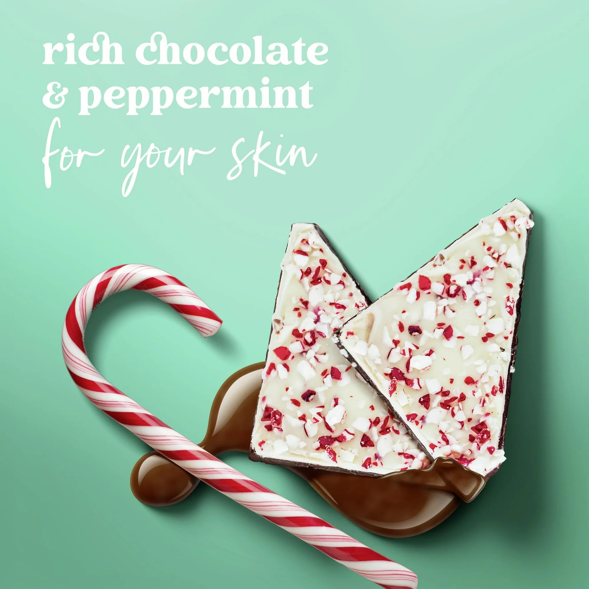 Dove Peppermint Bark festive jar design evokes holiday spa vibes.