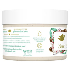 Dove Peppermint Bark scrub lather captures refreshing peppermint and chocolate aroma.