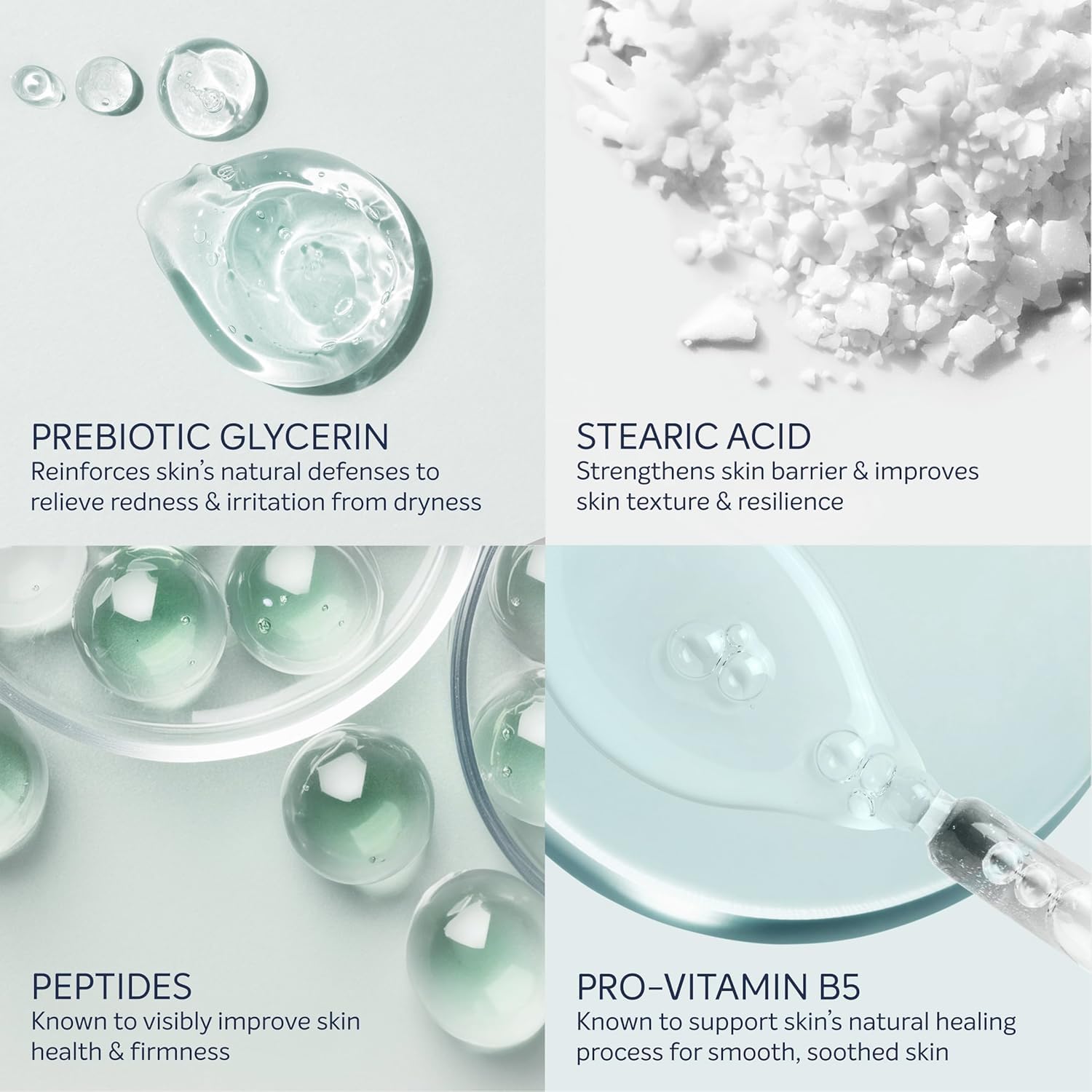 Dove Pro-Vitamin B5 peptides ingredients image emphasizes nourishing hydration.