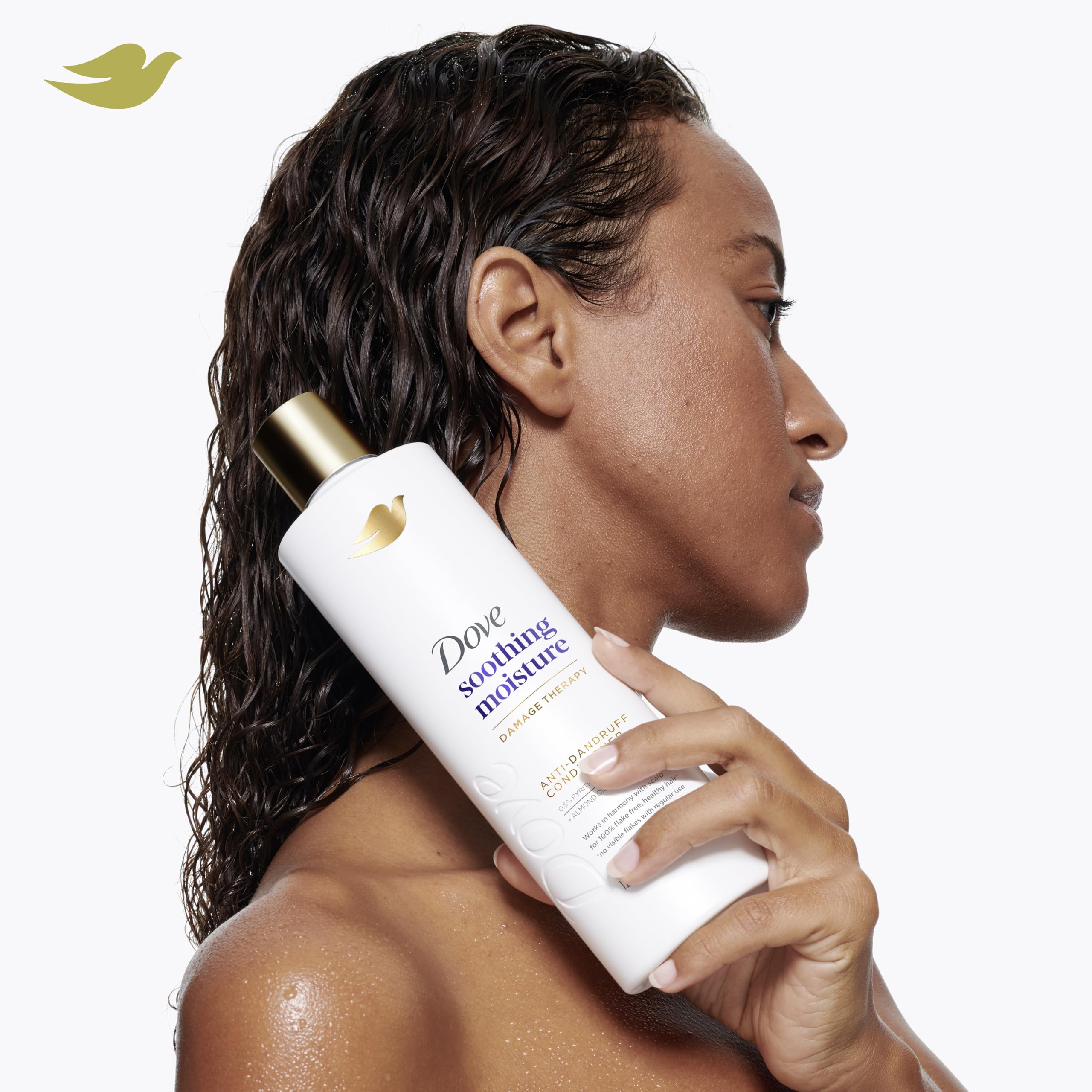 Dove product on bathroom shelf illustrating a complete hair care set