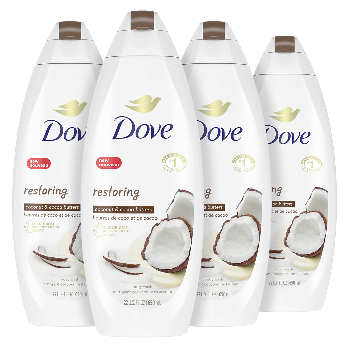 Dove Purely Pampering Body Wash pour creates rich lather for cleansing and moisturizing skin.