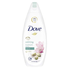 Dove Purely Pampering Pistachio Body Wash bottle for nourishing cleanse.