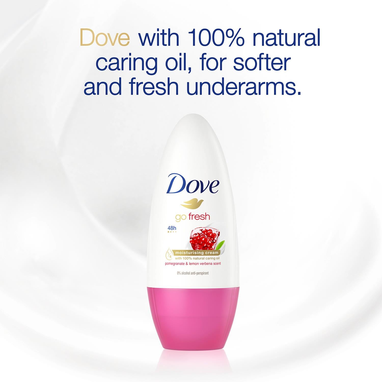 Dove Go Fresh roll-on being applied to underarm for comfortable wear.