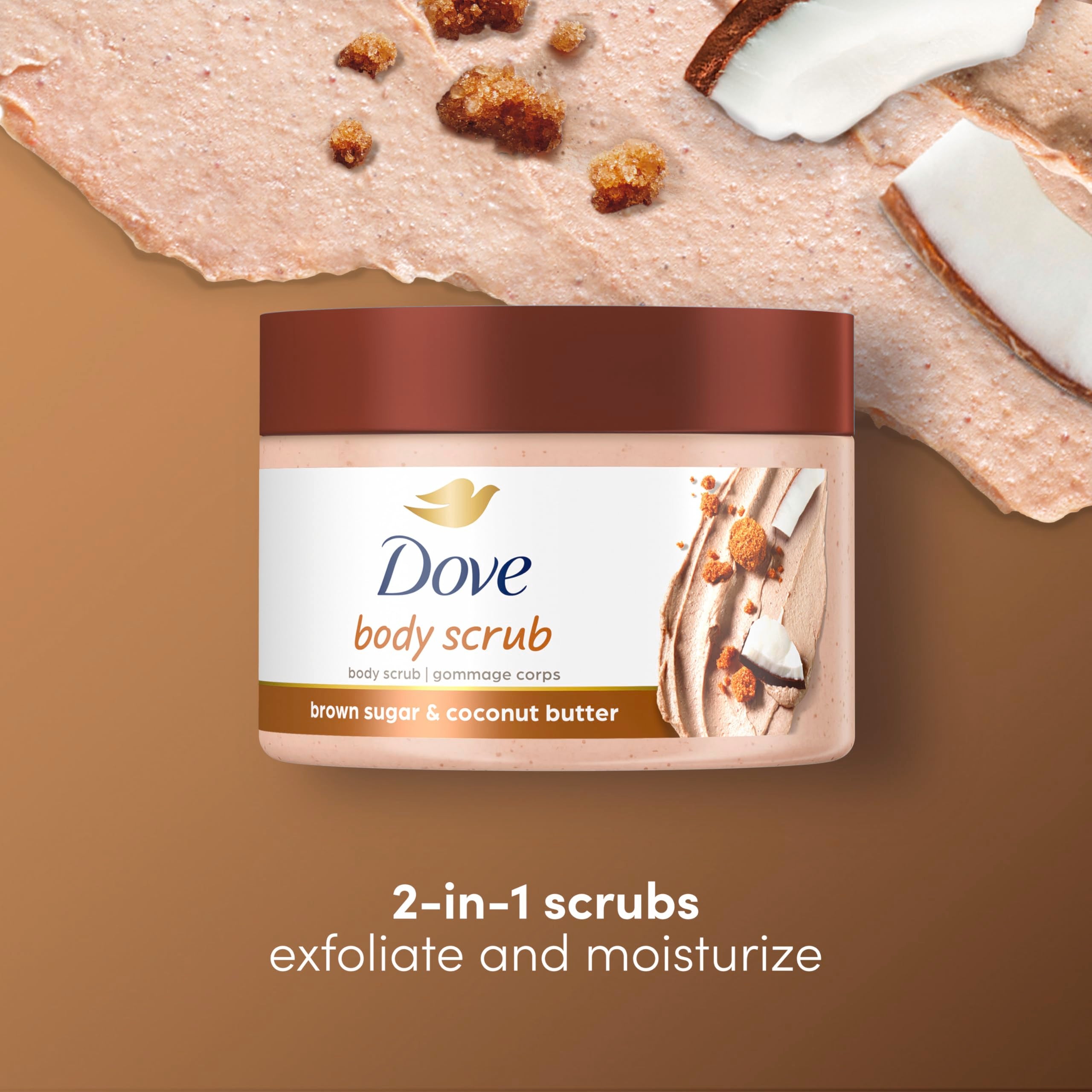 Dove Scrub closeup reveals creamy texture and beads