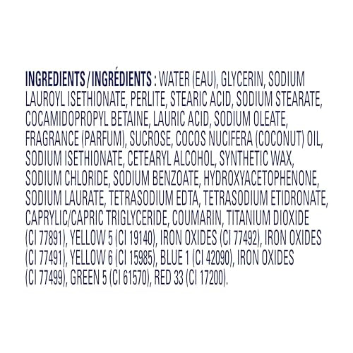 Dove Scrub ingredient panel highlights quarter moisturizing cream