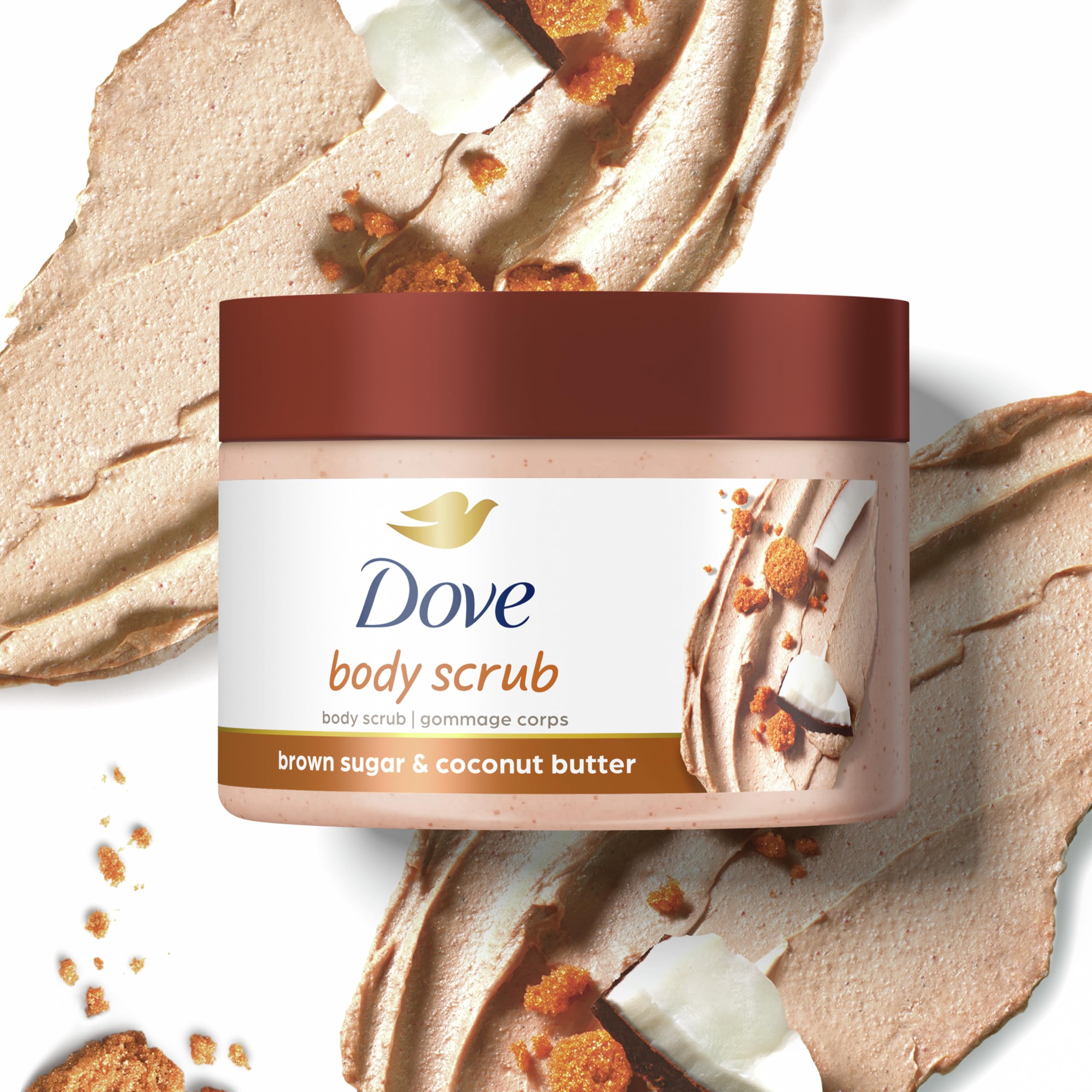Dove Scrub being massaged on skin promotes even radiant prep