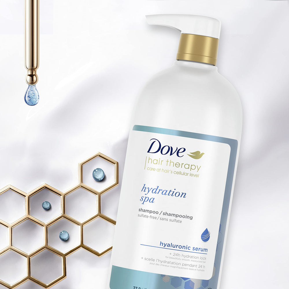 Soft, smooth hair after using Dove Hydration Spa Conditioner close-up.