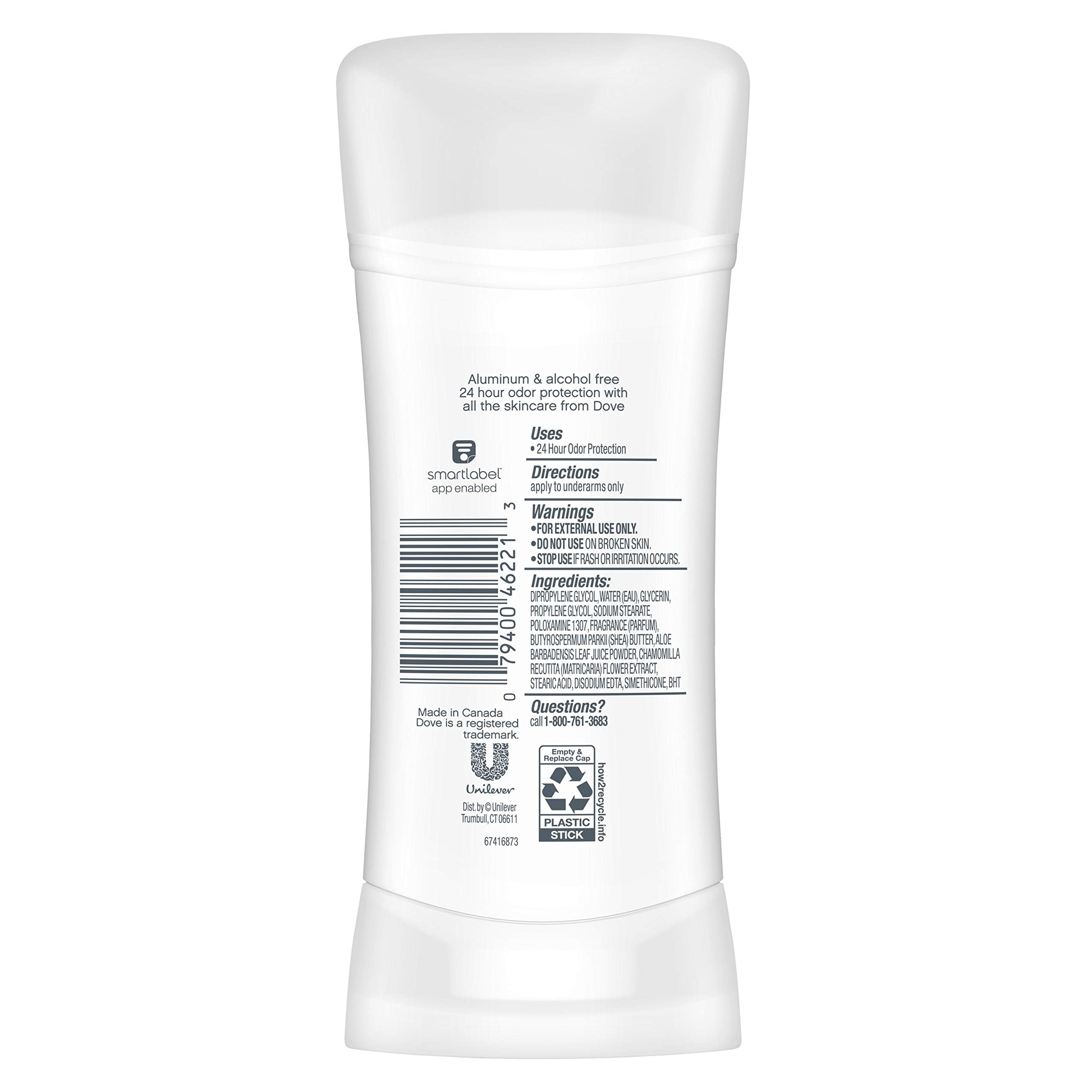 Dove 0% formula helps underarm skin feel soft and smooth.