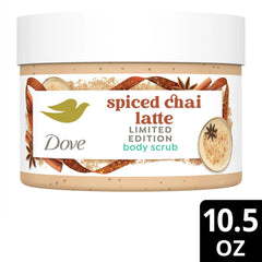 Dove Spiced Chai Latte scrub with warm spa-like scent in shower.