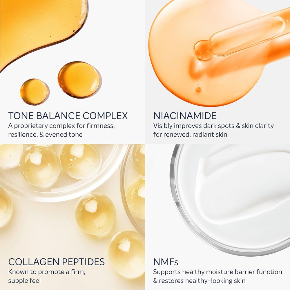 Dove Targeted Serum Collagen Peptides shown with luminous skin context.