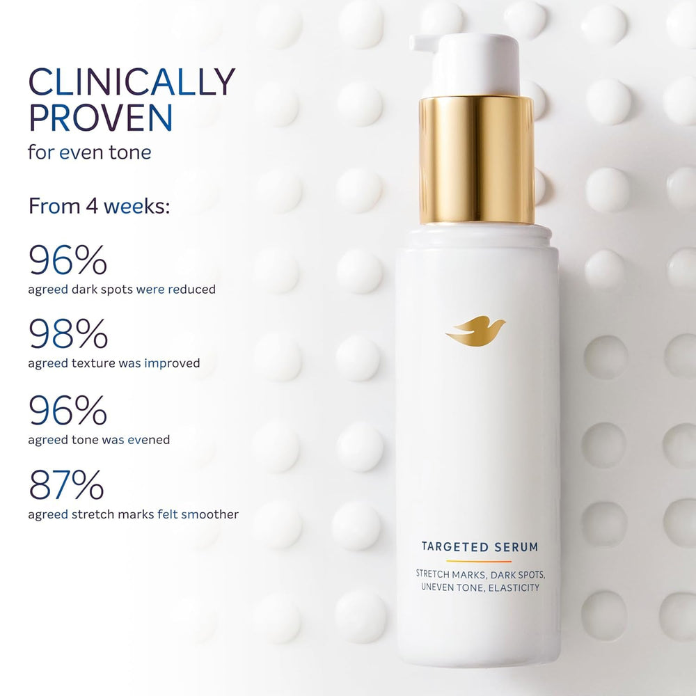 Dove Targeted Serum Tone Balance Complex bottle highlights premium formulation.