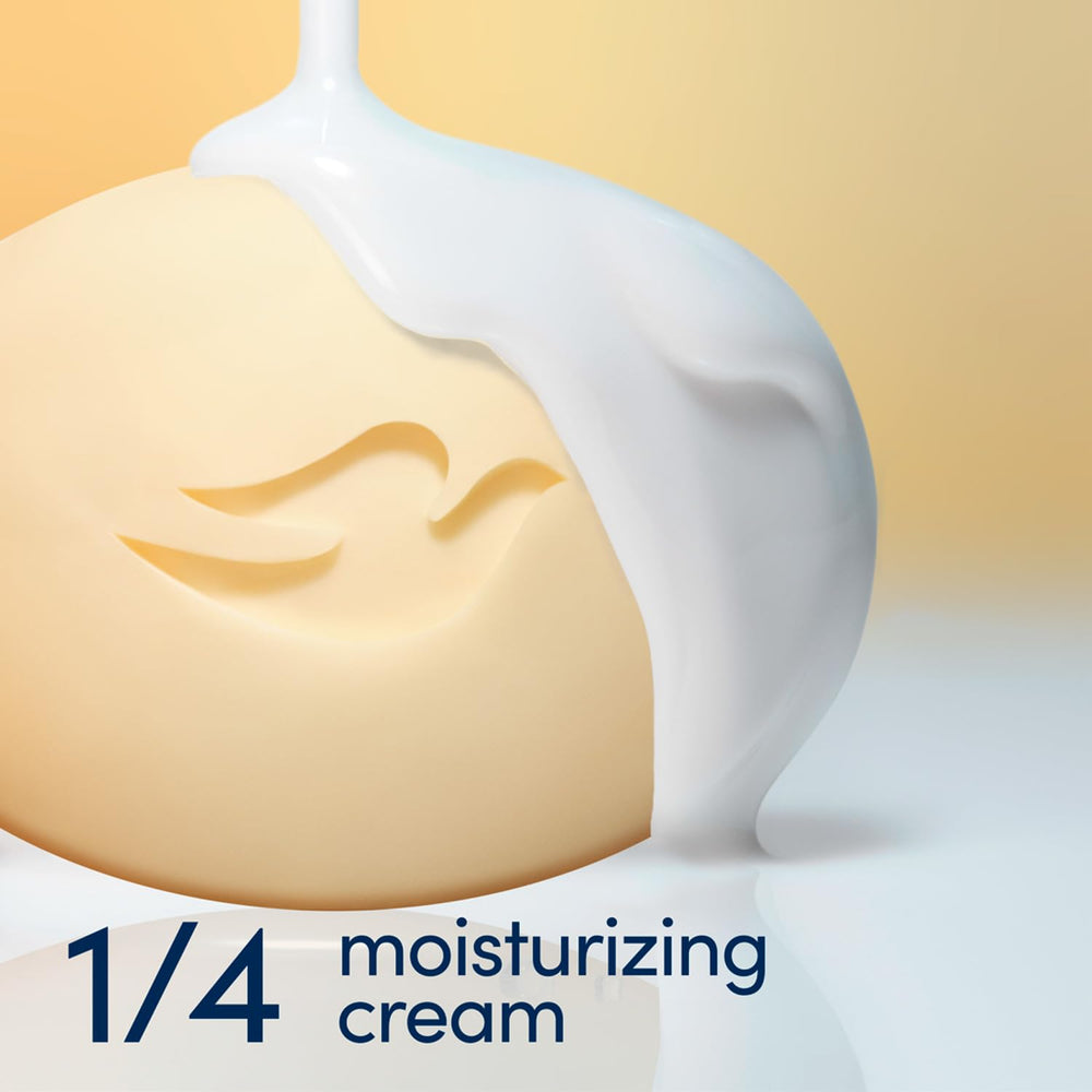 Dove three-in-one usage image emphasizes all-in-one soap for daily routines.