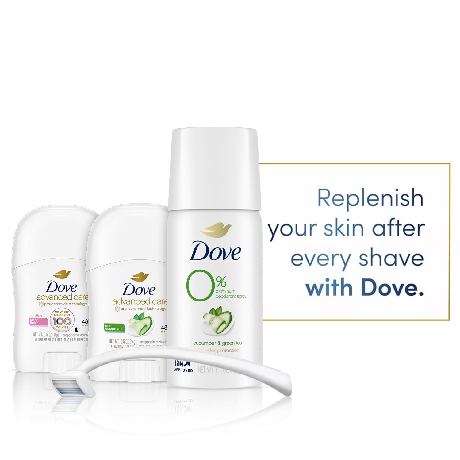 Dove Cool Essentials mini-stick highlighting travel-friendly size