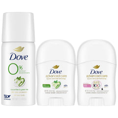 Dove Travel Deodorant Variety 3-Pack packaging shown for on-the-go use
