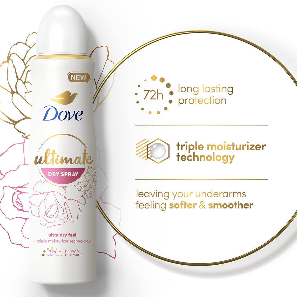 Dove Ultimate Dry Spray fragrance close-up emphasizes floral notes