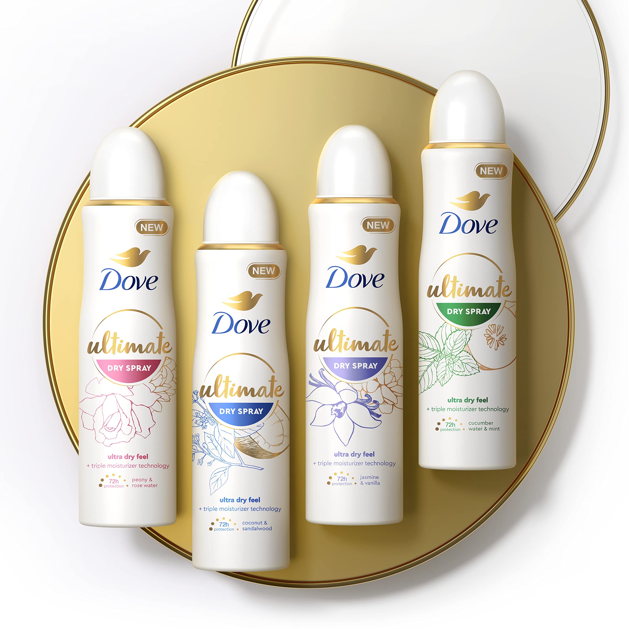 Dove Ultimate Dry Spray triple moisturizer feature suggests softer underarms