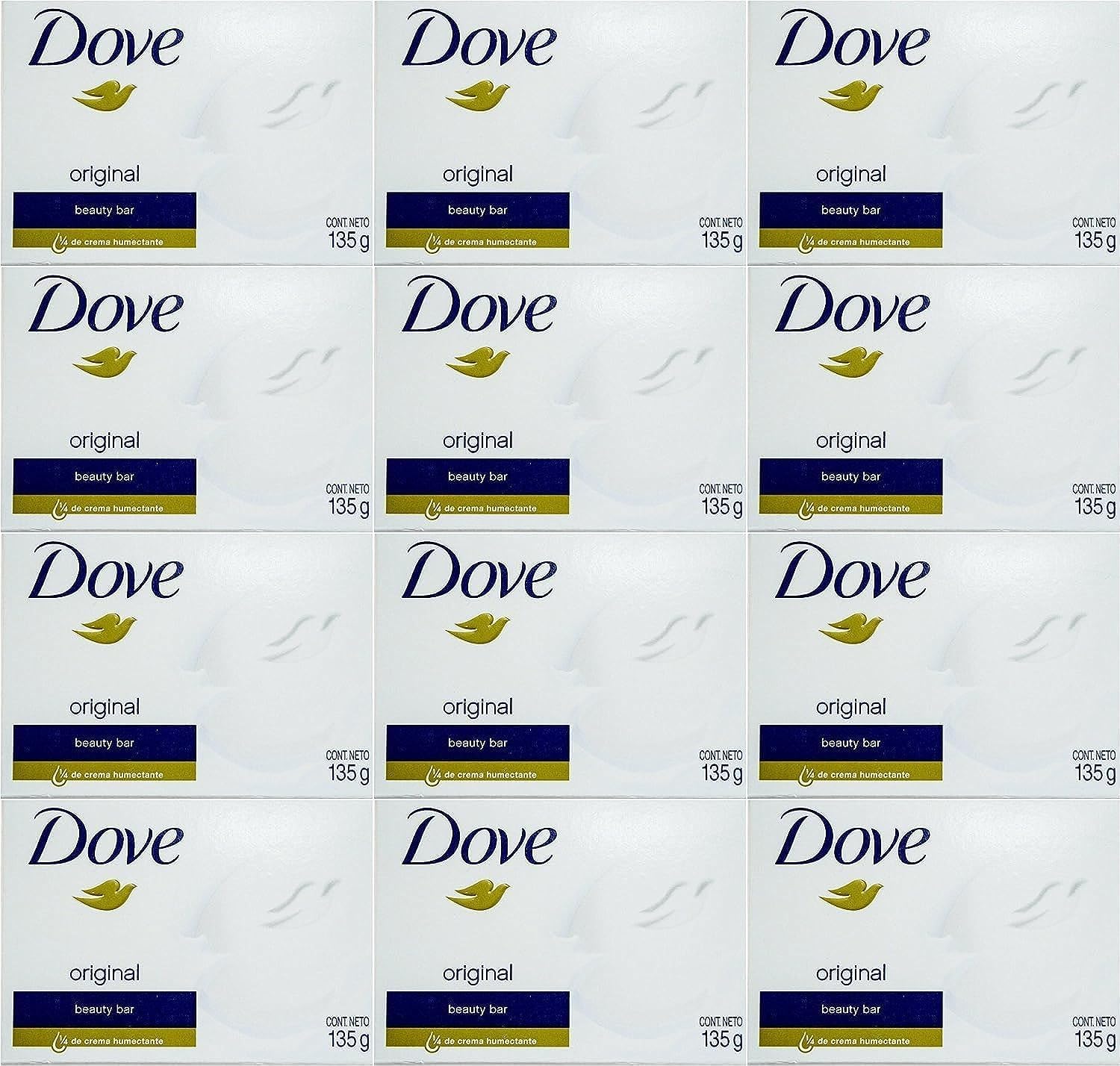 Dove White Cream Bar pack of 12 with gentle cleansing for daily use.