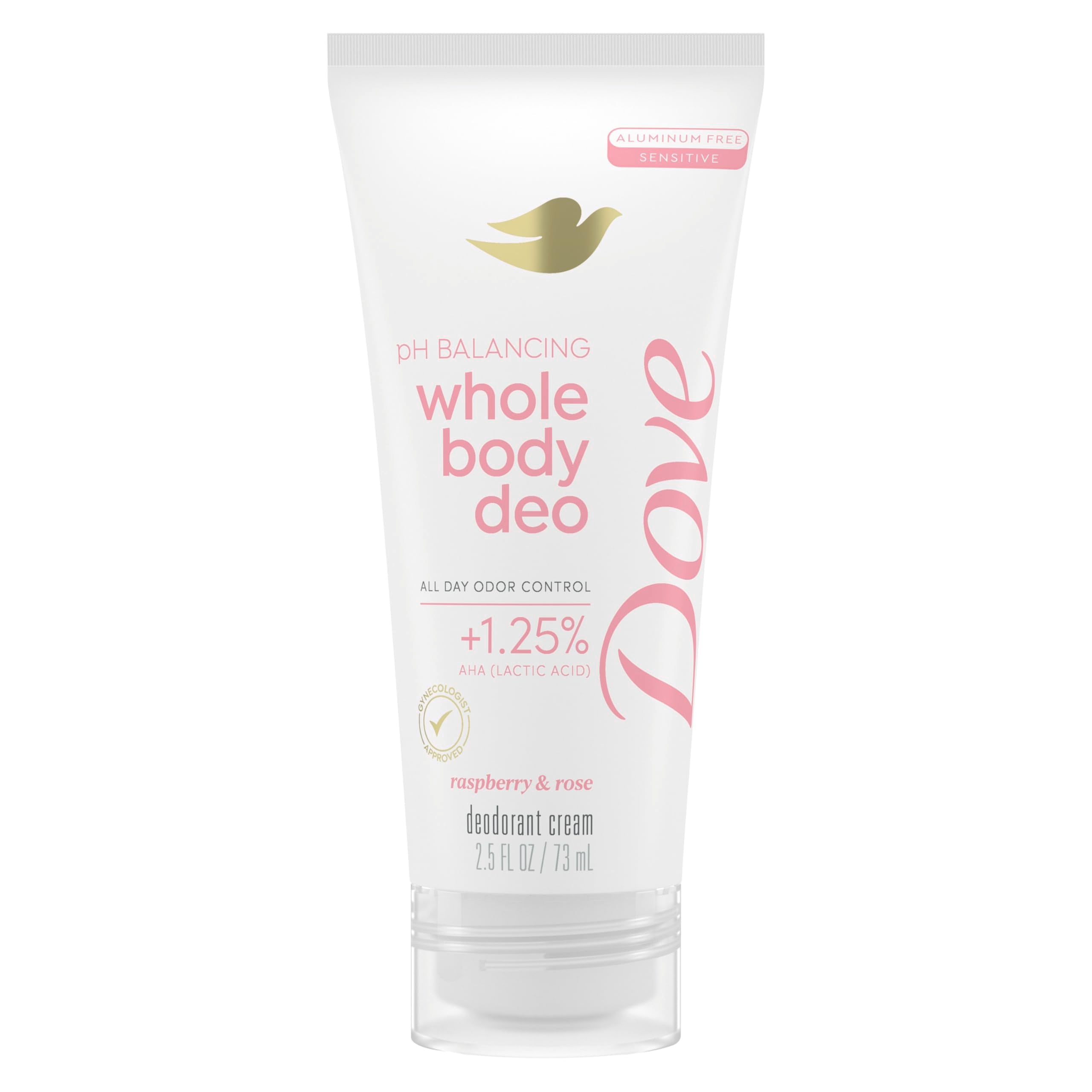 Dove whole body deodorant raspberry rose cream on skin for long-lasting freshness