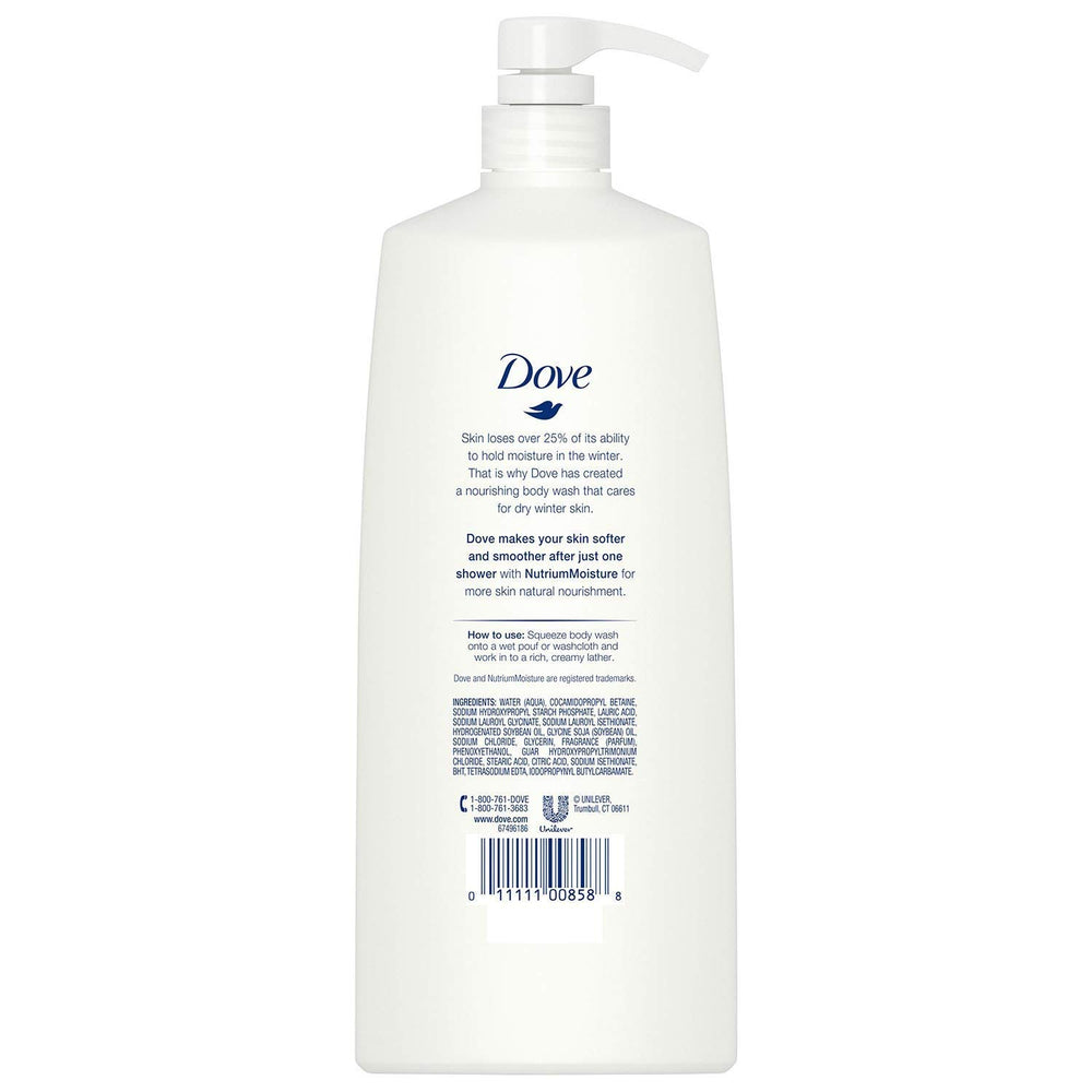 Closeup of Dove Winter Care Pump, ideal for quick, foamy daily showers.