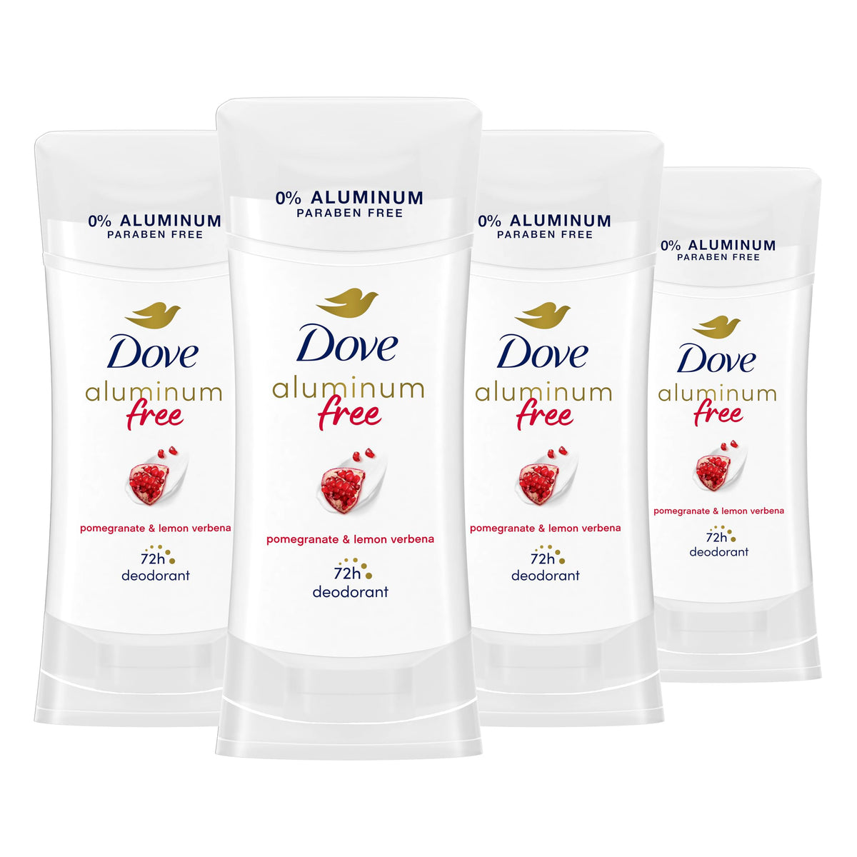 Dove zero-percent aluminum deodorant stick packaging for on-the-go freshness