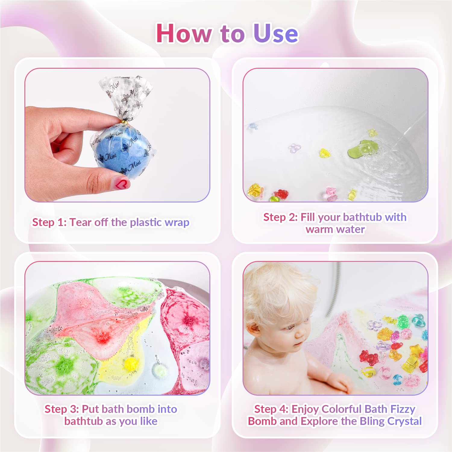 DOVIPE bath bombs create vibrant water colors and floating fragrance