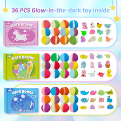 DOVIPE glow in the dark toy bath bomb lights up night baths.