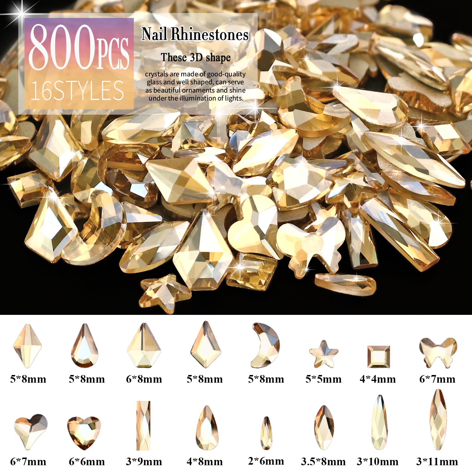Dowarm 16 styles of special-shaped diamonds for dramatic nail designs