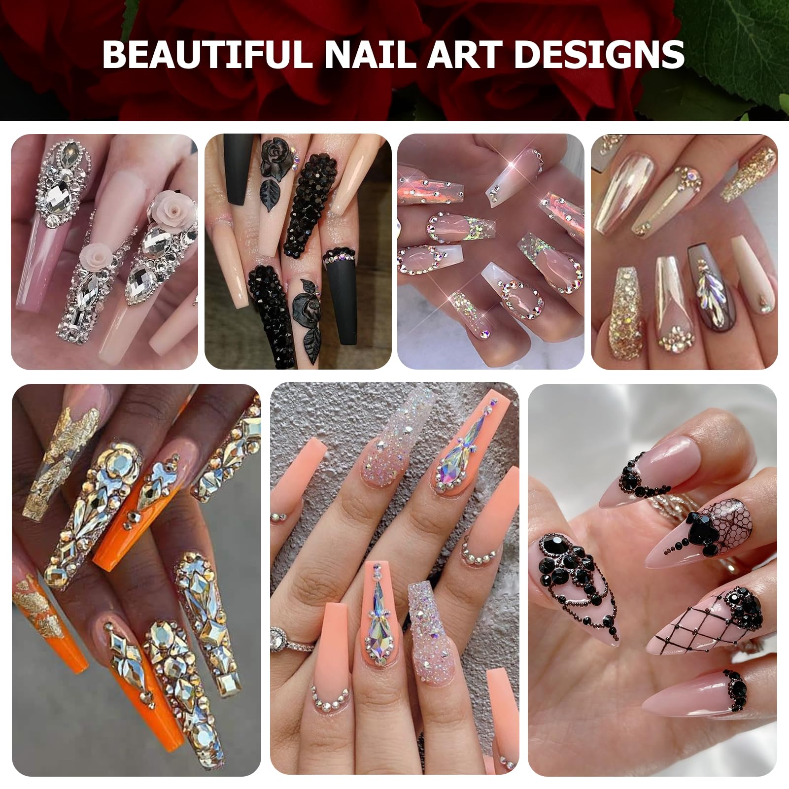 Dowarm 3D glass gemstones add luminous shine to nails and crafts
