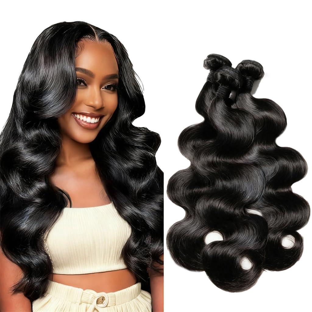 Dowstalgirl body wave bundle 16-inch close-up shows silky texture for natural daily wear.