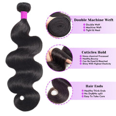 Dowstalgirl body wave bundle 20-inch smooth weft ideal for easy dyeing and curling.