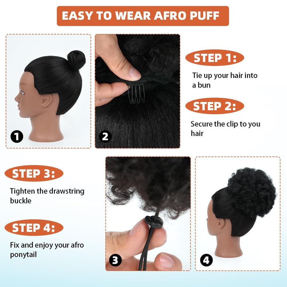 Doxken drawstring ponytail attachment set with clips and elastic band