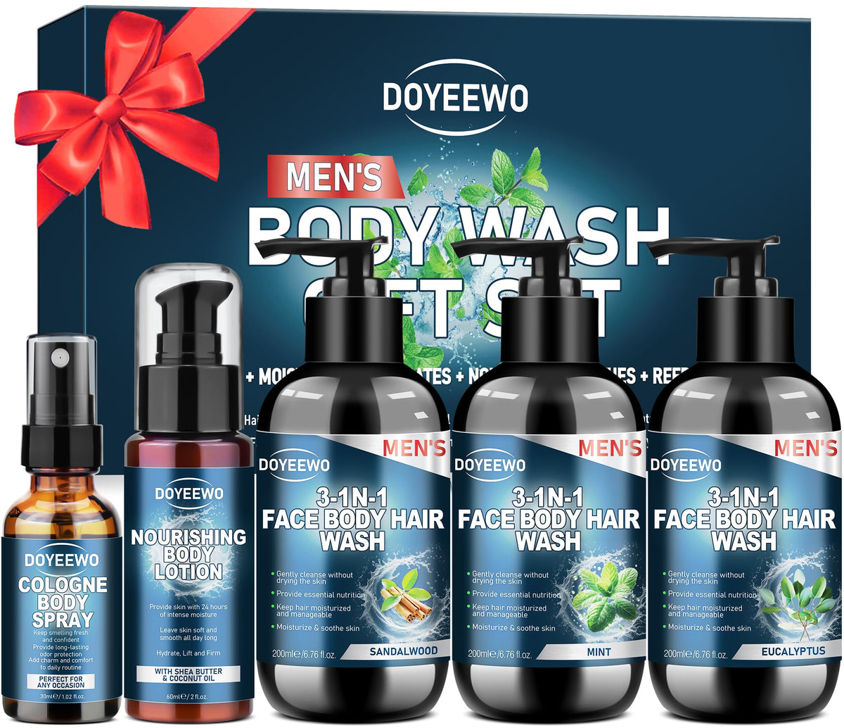 DOYEEWO sandalwood 3-in-1 wash bottle for daily grooming with a warm scent.
