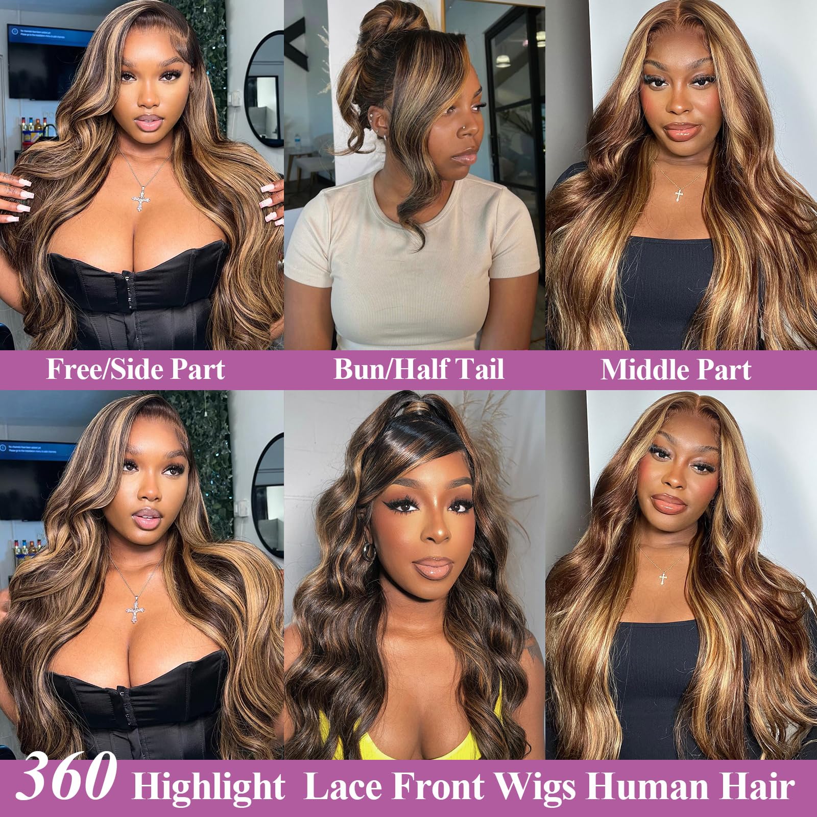 DPEFWYG HD Ombre lace front wig closeup highlights natural-looking result.