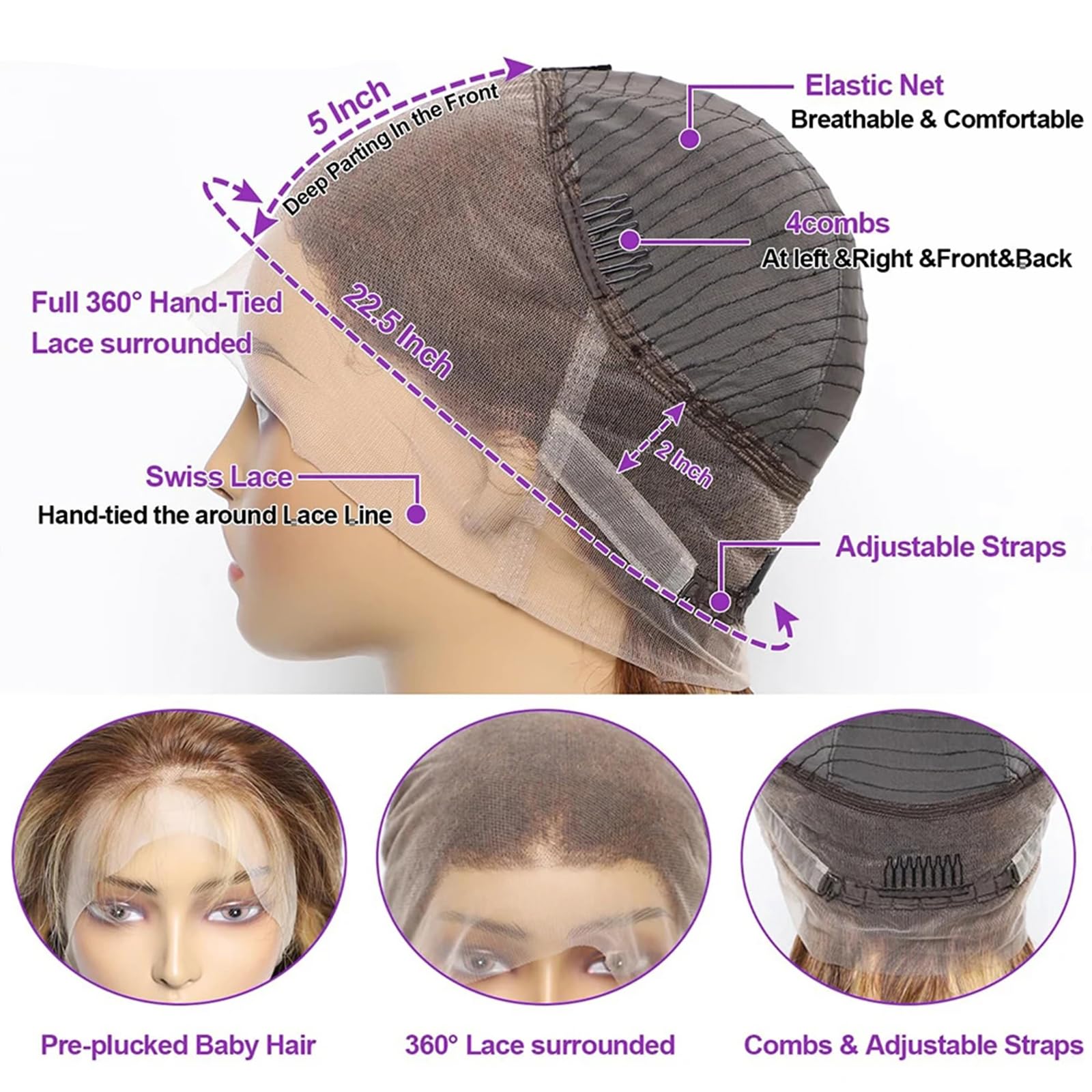 DPEFWYG True-length 180 density wig enables versatile parting and ponytails.