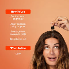 dpHUE ACV Daily Scalp Serum applied to scalp for gentle absorption