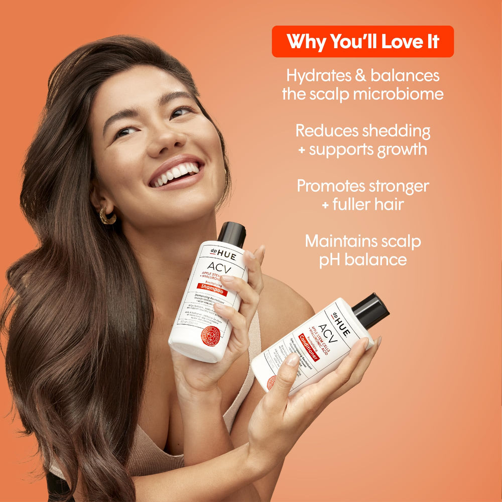 dpHUE ACV Revitalizing Shampoo rich foam lather suggests gentle cleansing and fuller-looking hair.