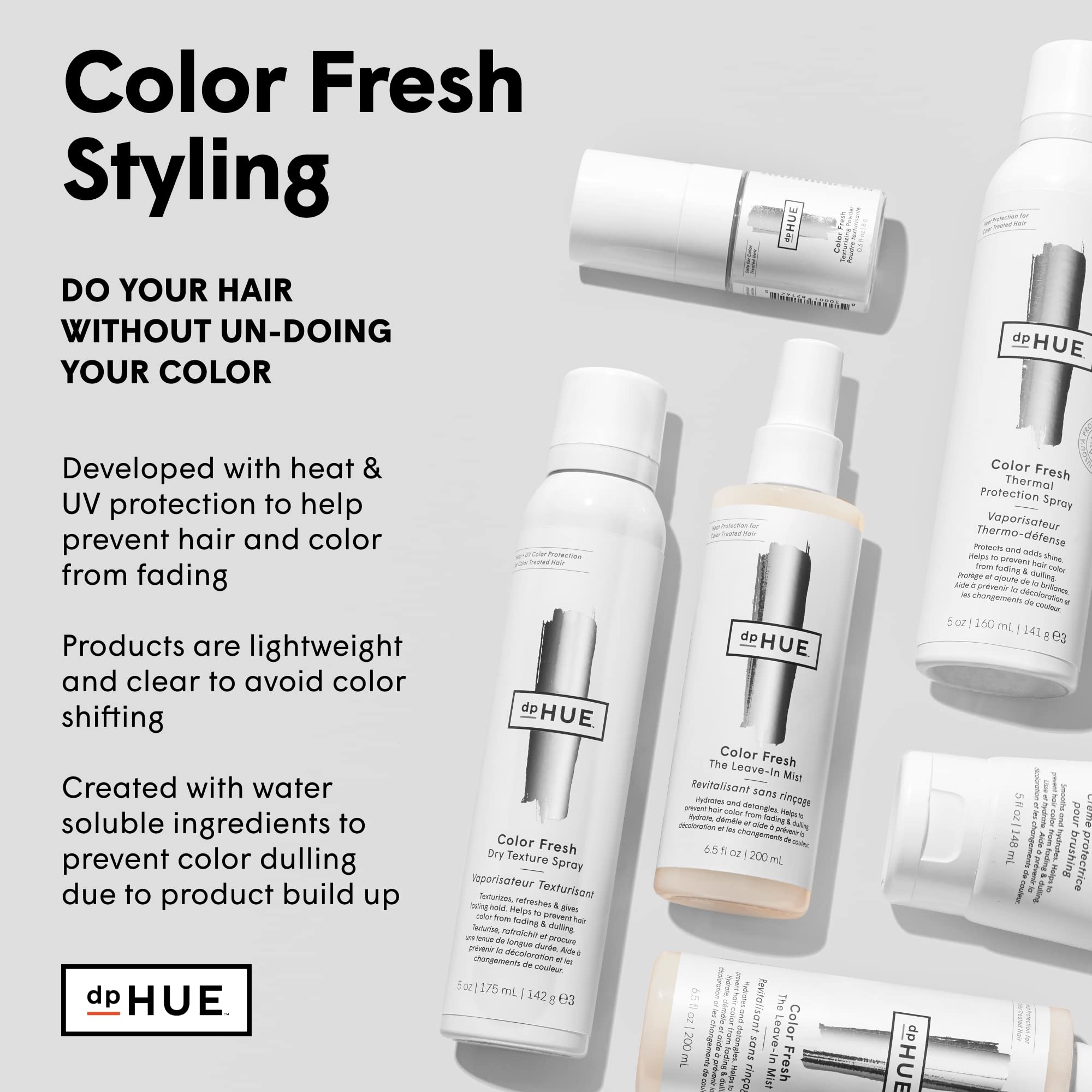 DPHue Color Fresh vegan cruelty-free spray supports a clean hair routine.