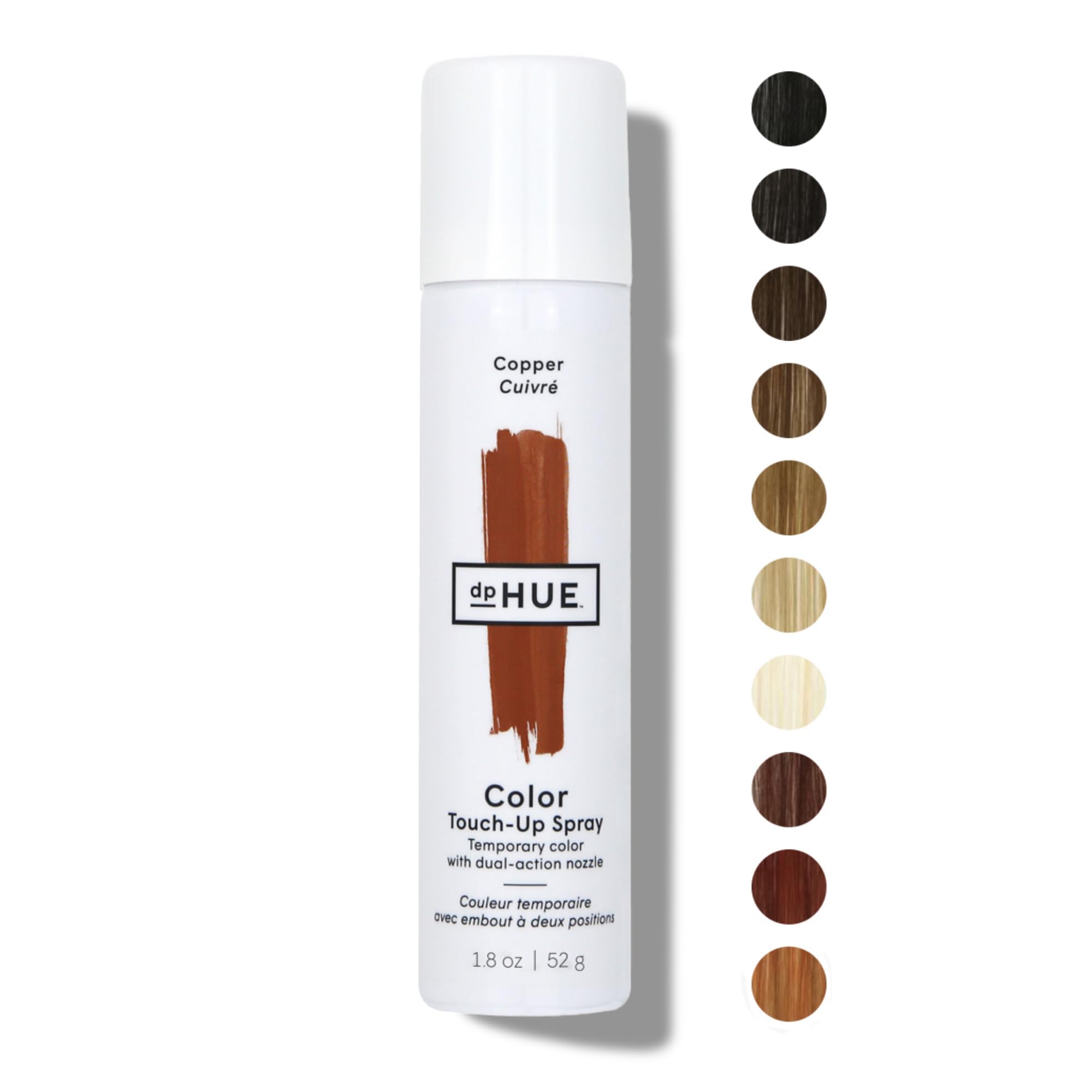 dpHUE Color Touch-Up Spray Copper bottle with dispersion nozzle for even application