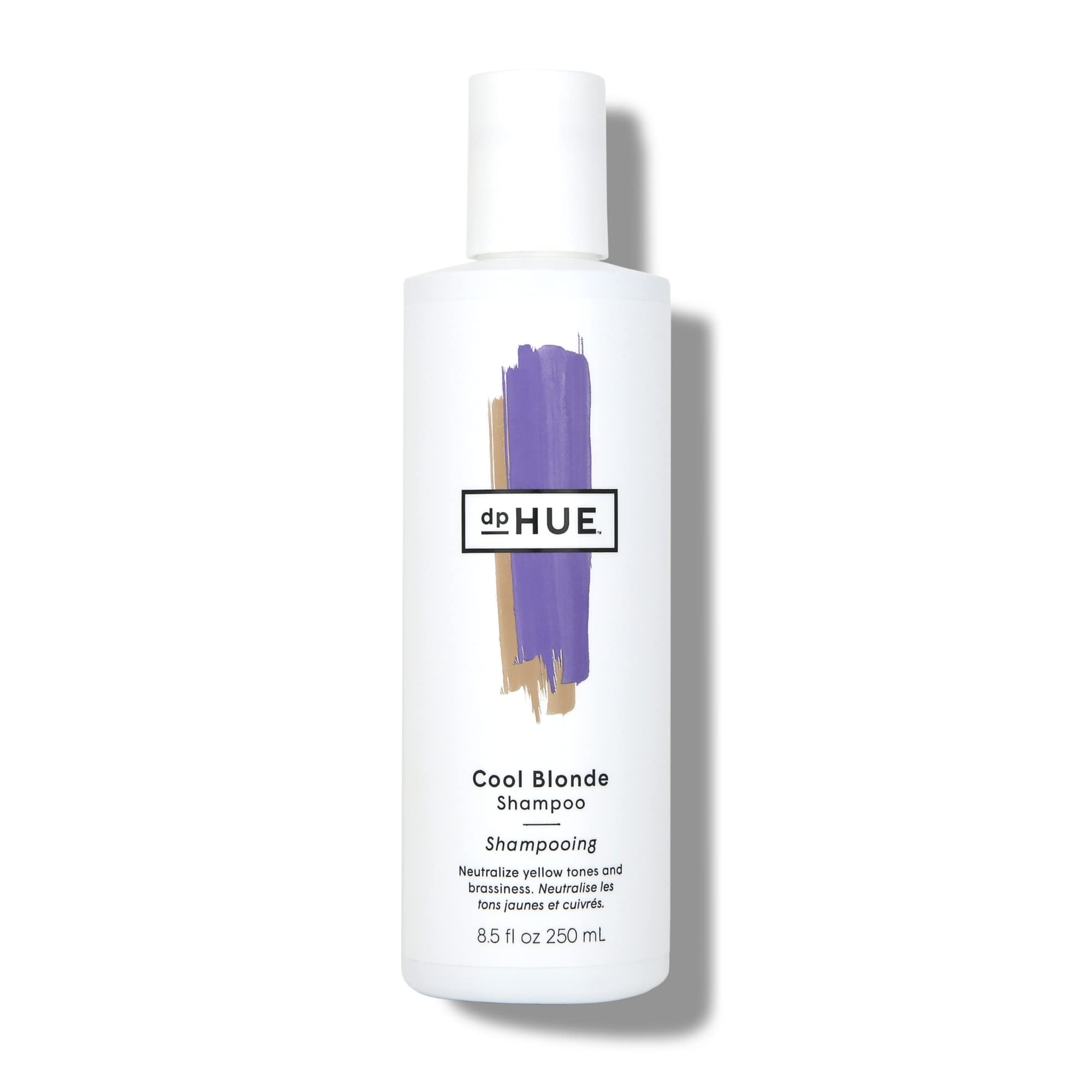 dpHUE Cool Blonde Shampoo bottle with violet pigments for neutralizing brassiness.