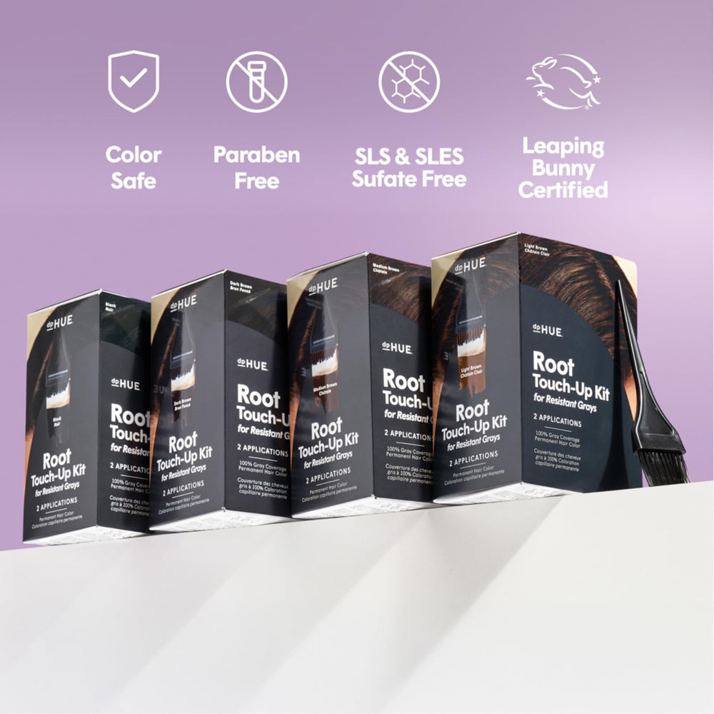 Color-mix bottle illustrating consistent, even gray coverage with dpHUE