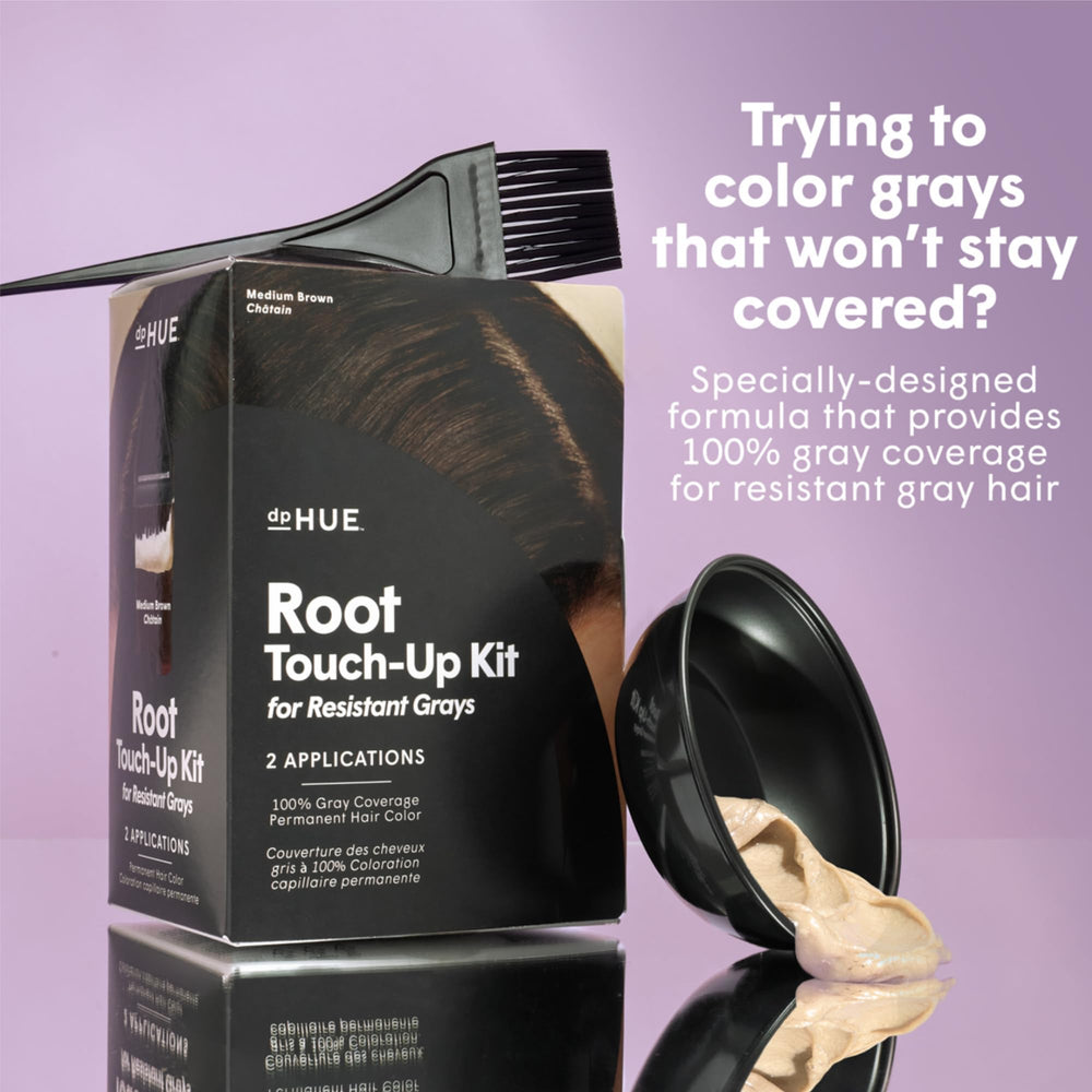 dpHUE resistant grays applied close-up demonstrates durable, natural-looking coverage.